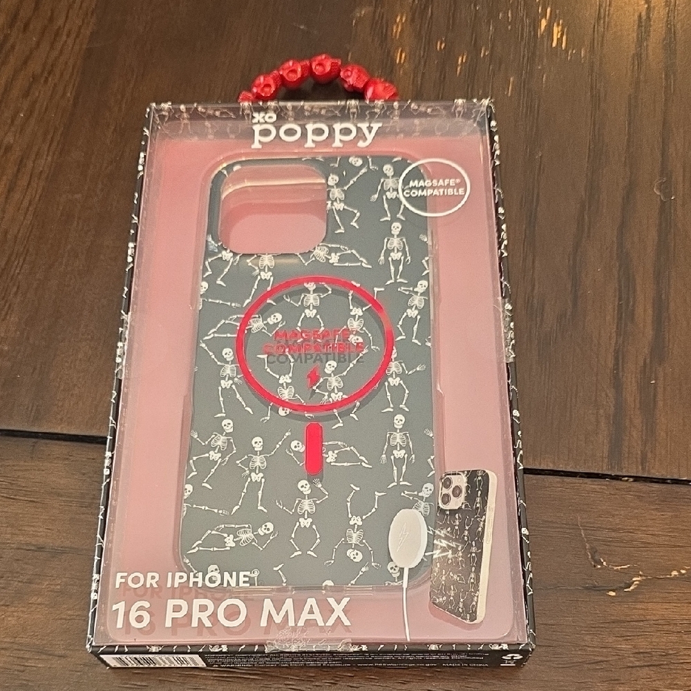 xo Poppy Black Skeleton iPhone 16 Pro Max Case